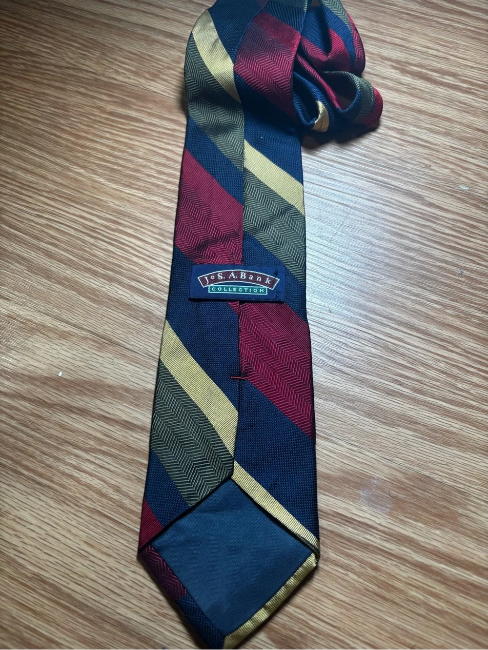 Jos. A. Bank Diagonal Stripe Tie in Navy, Burgundy & Olive